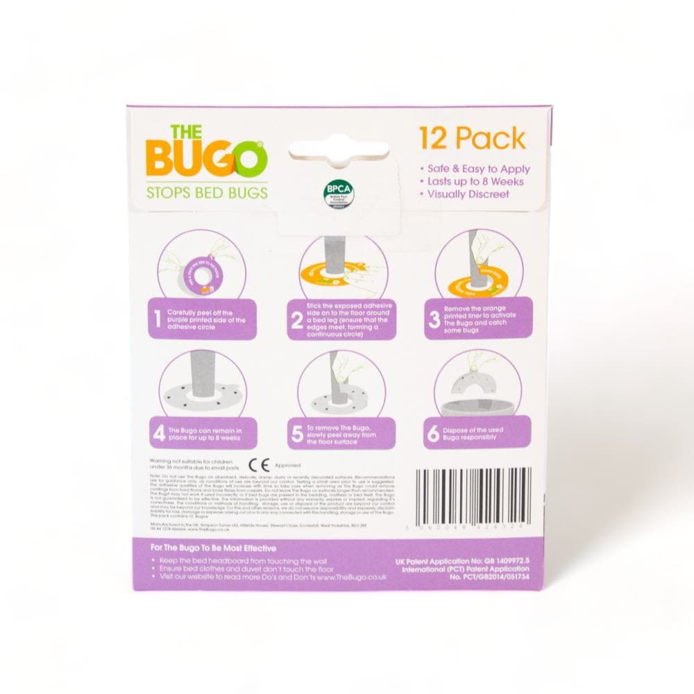 12 Pièges anti-punaises de lit Bugo pour sol dur verso