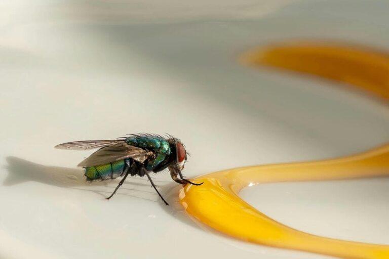 Mouche qui mange de la nourriture